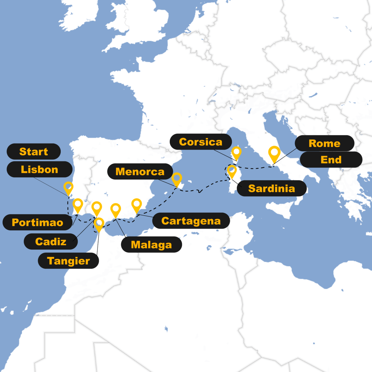 2027 Mediterranean Cruise Map